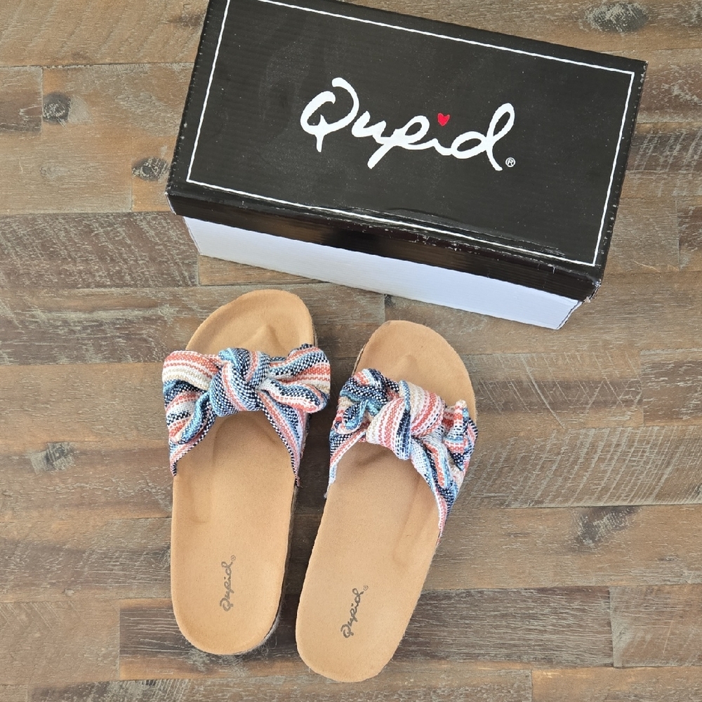 Qupid Multicolor Knotted Sandals